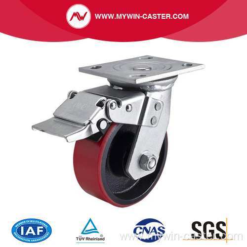 Heavy 5 Inch 400kg Plate Brake TPU Caster